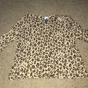 Cheetah print 3/4 sleeve chicos top